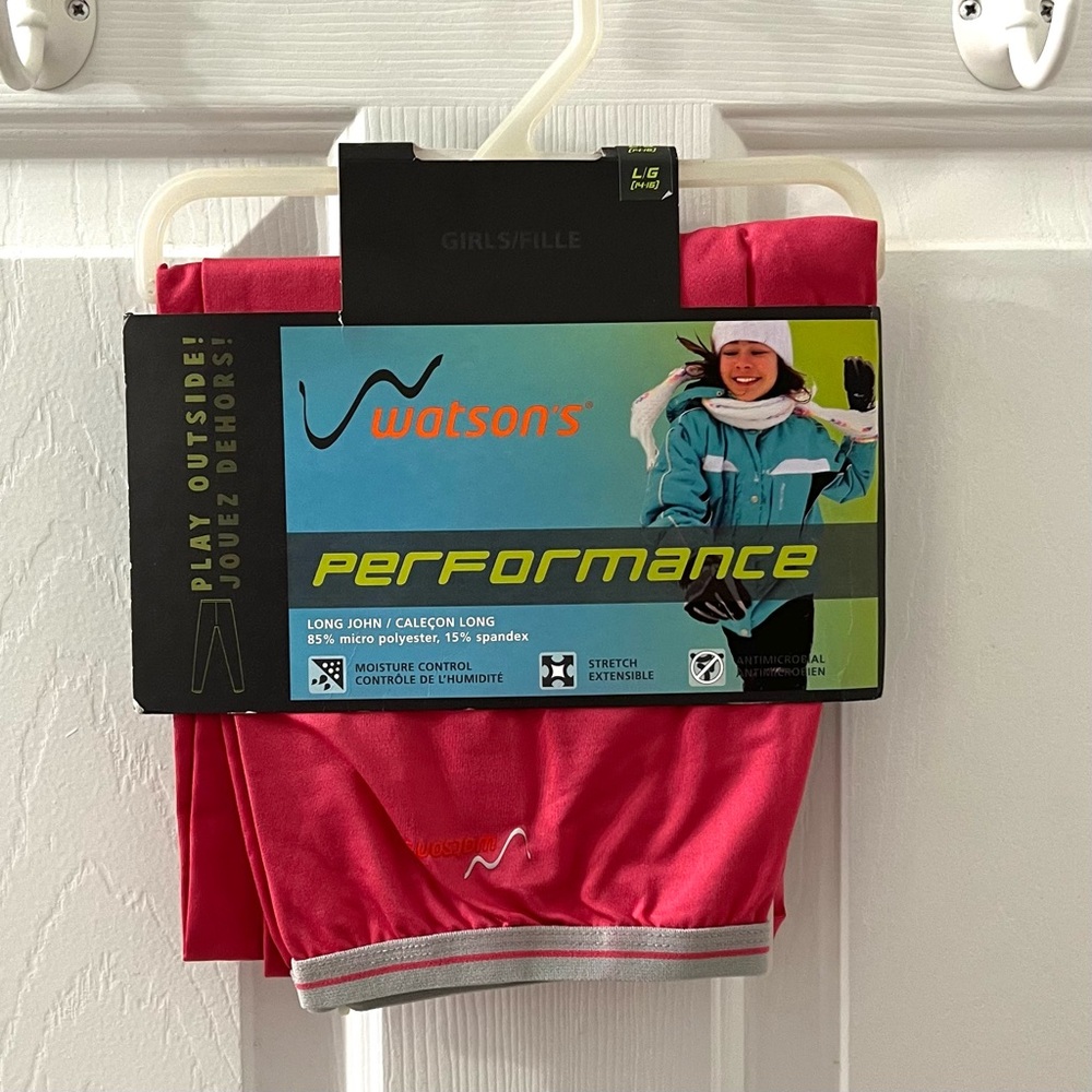 New Watson's Performance Thermal Girls Pink Base Layer leggings Pants L (14-16)